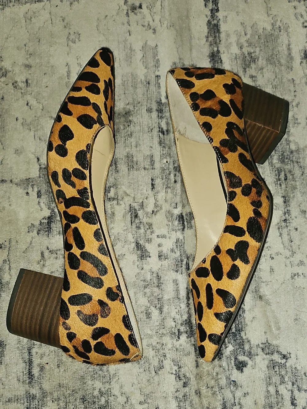 Sole Society Andorra Tan Black Leopard Block Heel Pointed Toe Dress Pumps 8.5